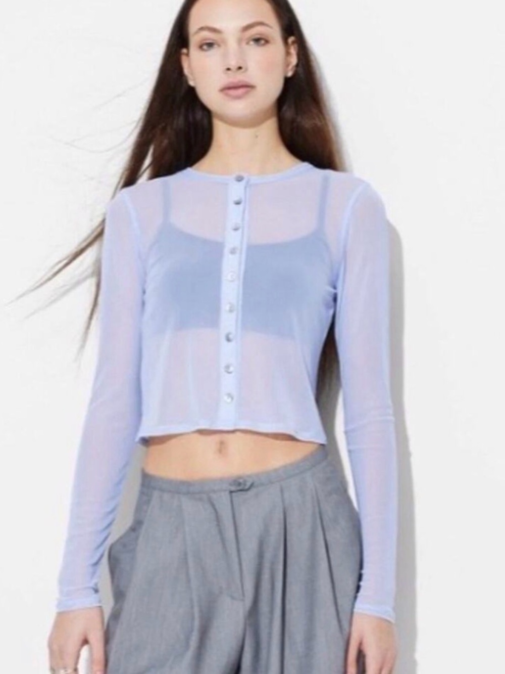 Lilac Sheer Button-Front Women's Top wild fable